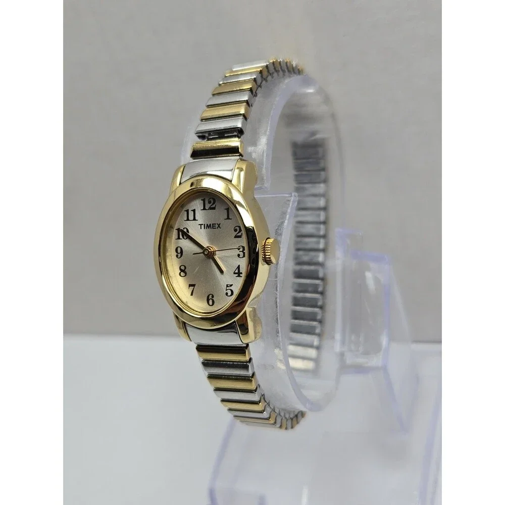 Vintage Timex Cavatina Womens Oval Gold Silver Two Tone Watch Dainty New Battery
